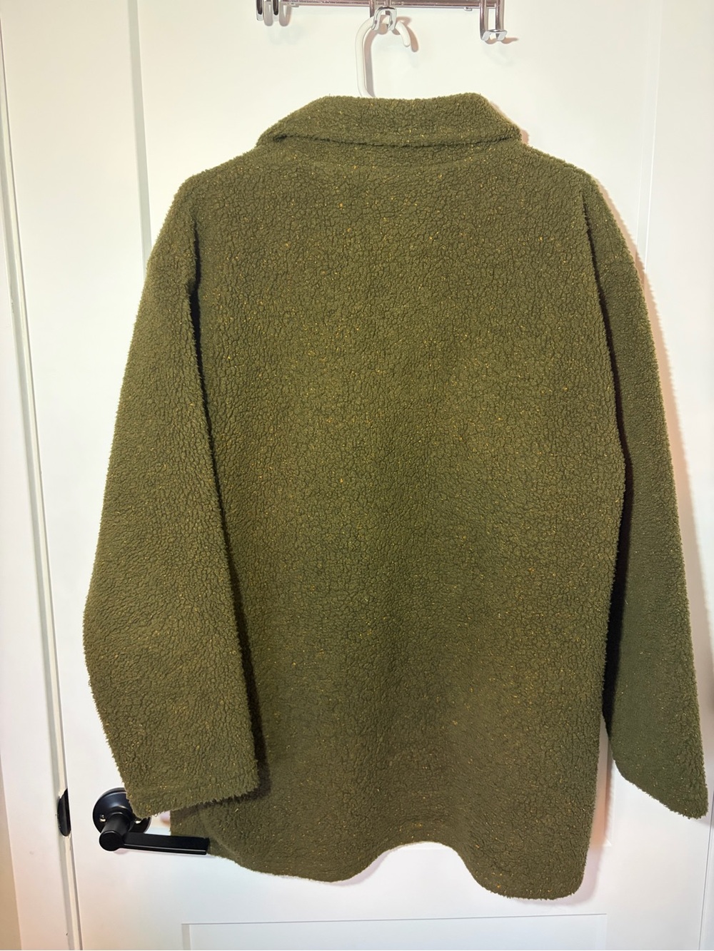 VINTAGE Alia Olive Green Teddy Sherpa Button-Up Jacket - Picture 3 of 5